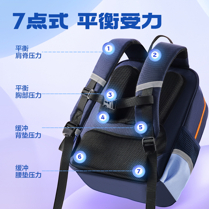 得力BB188學院系列小學生簡約時尚書包(藏青-M)(個)