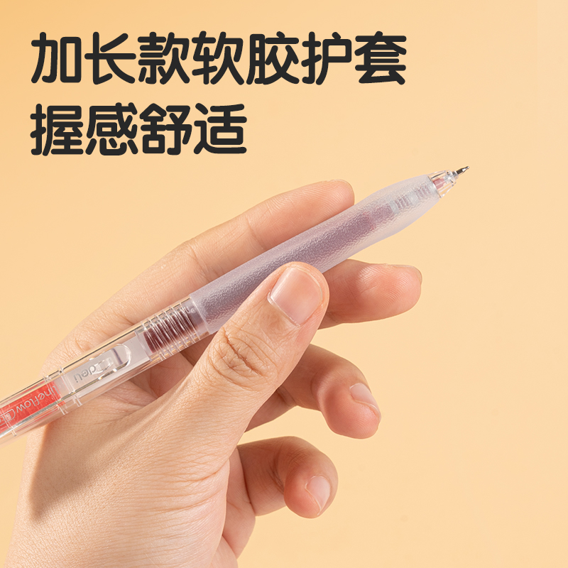 得力SA421速干按動常規中性筆0.5mmST頭(紅)(5支/盒)