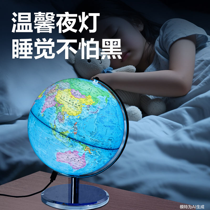 得力LG110-32C金屬地球儀-32cm(代發)(淺藍)(箱)