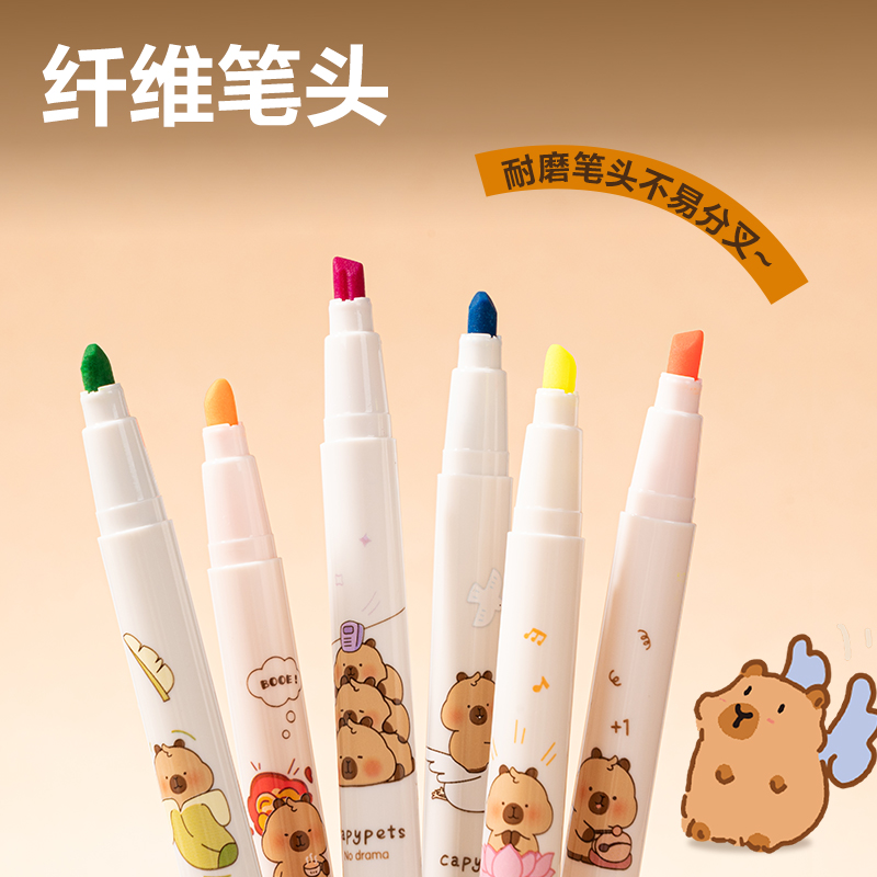 得力BL004卡皮巴拉熒光筆(混)(盒)