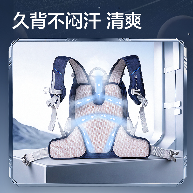 得力HT653航天系列撐腰王護脊書包(藏青)(個)