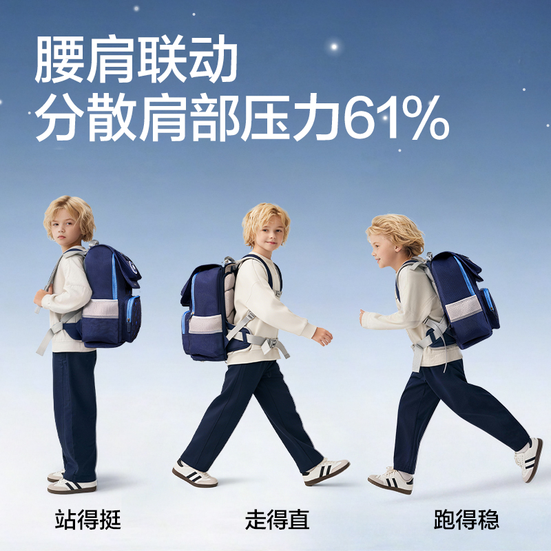 得力HT653航天系列撐腰王護脊書包(藏青)(個)