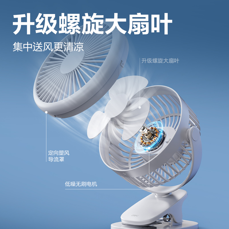 得力LK221A充電款臺夾風扇(白)(臺)