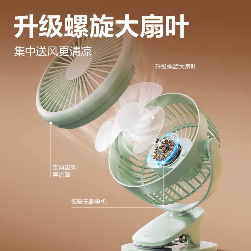 得力LK221A充電款臺夾風扇(綠)(臺)