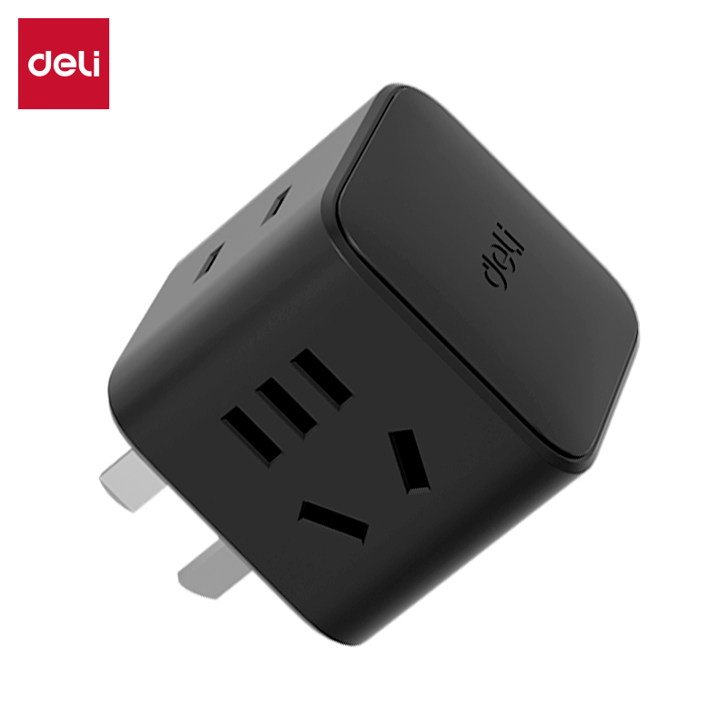 得力LU9422小魔方轉換器_2+2_彩盒(黑)(個)