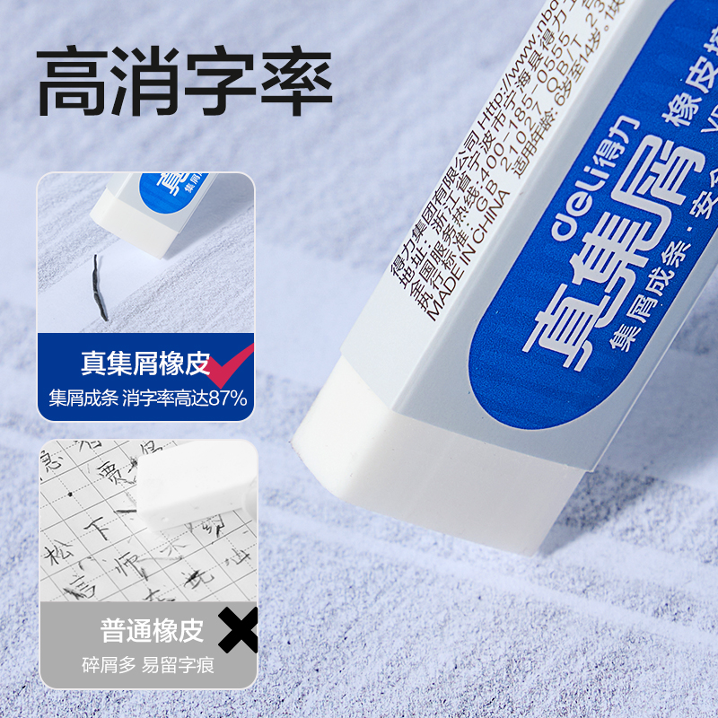 得力VP150真集屑橡皮擦(中)(白)(塊)