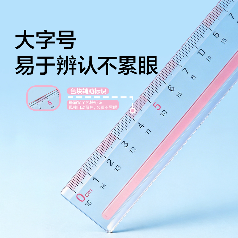 紐賽NS095-1防滑易拾取直尺-15cm（藍色）（把）