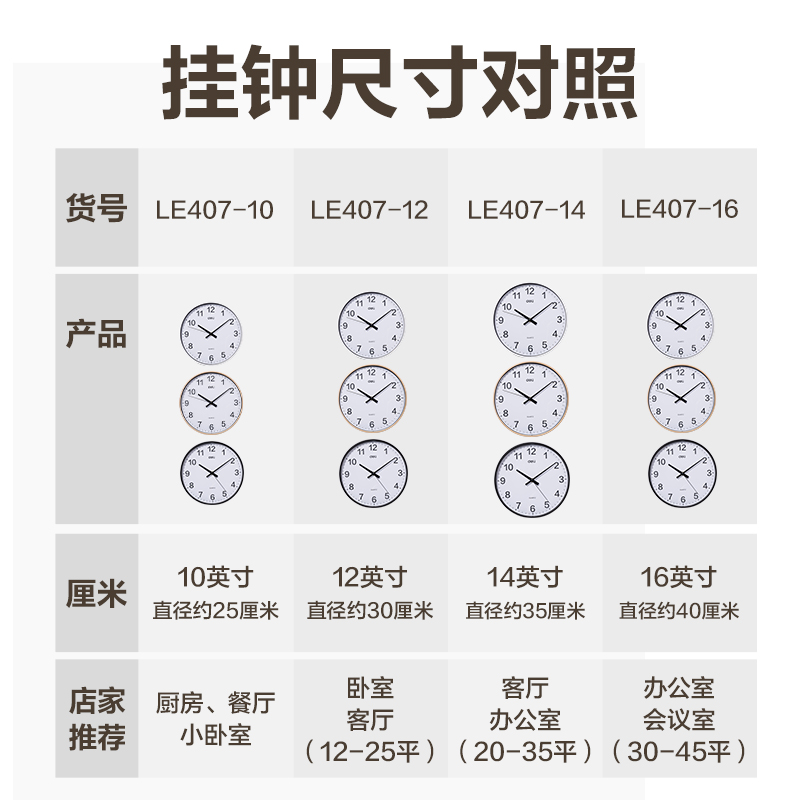 得力LE407-16基礎款掛鐘16寸(白)(個)
