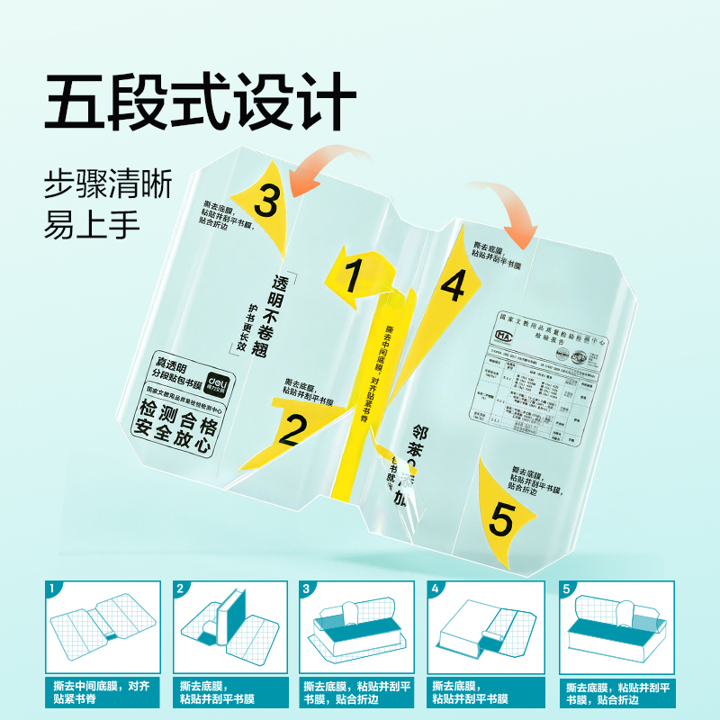 得力VM433-16K真透明分段貼包書膜10張(混)(包)