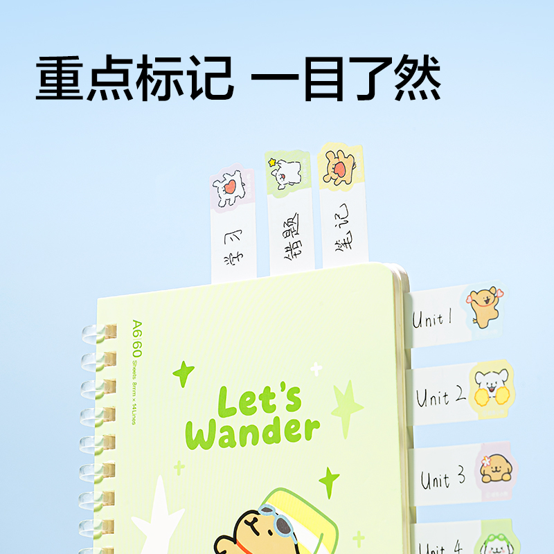 紐賽NS356-D線條小狗抽取式索引標貼(黃)(80貼/本)